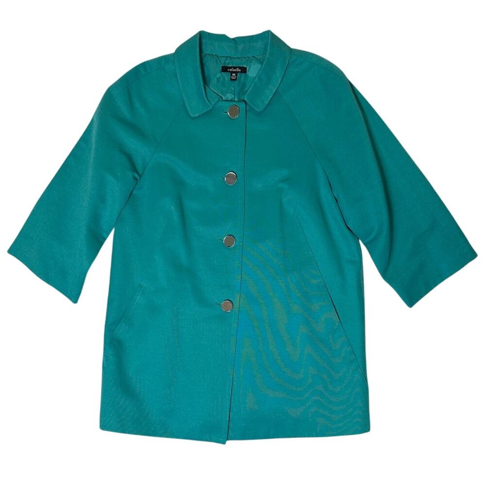Rafaella Retro Aqua Button Front Coat size Medium